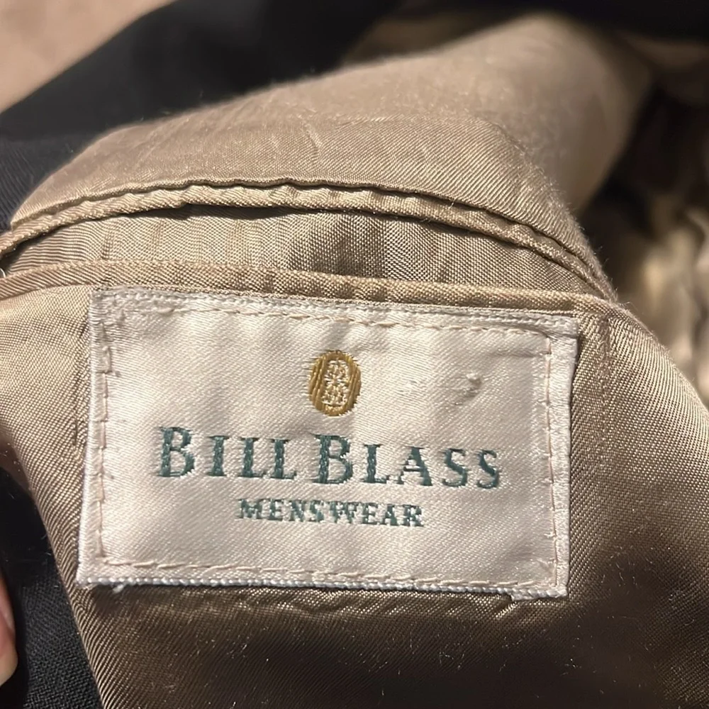 Bill Blass mens black 100% wool gabardine blazer